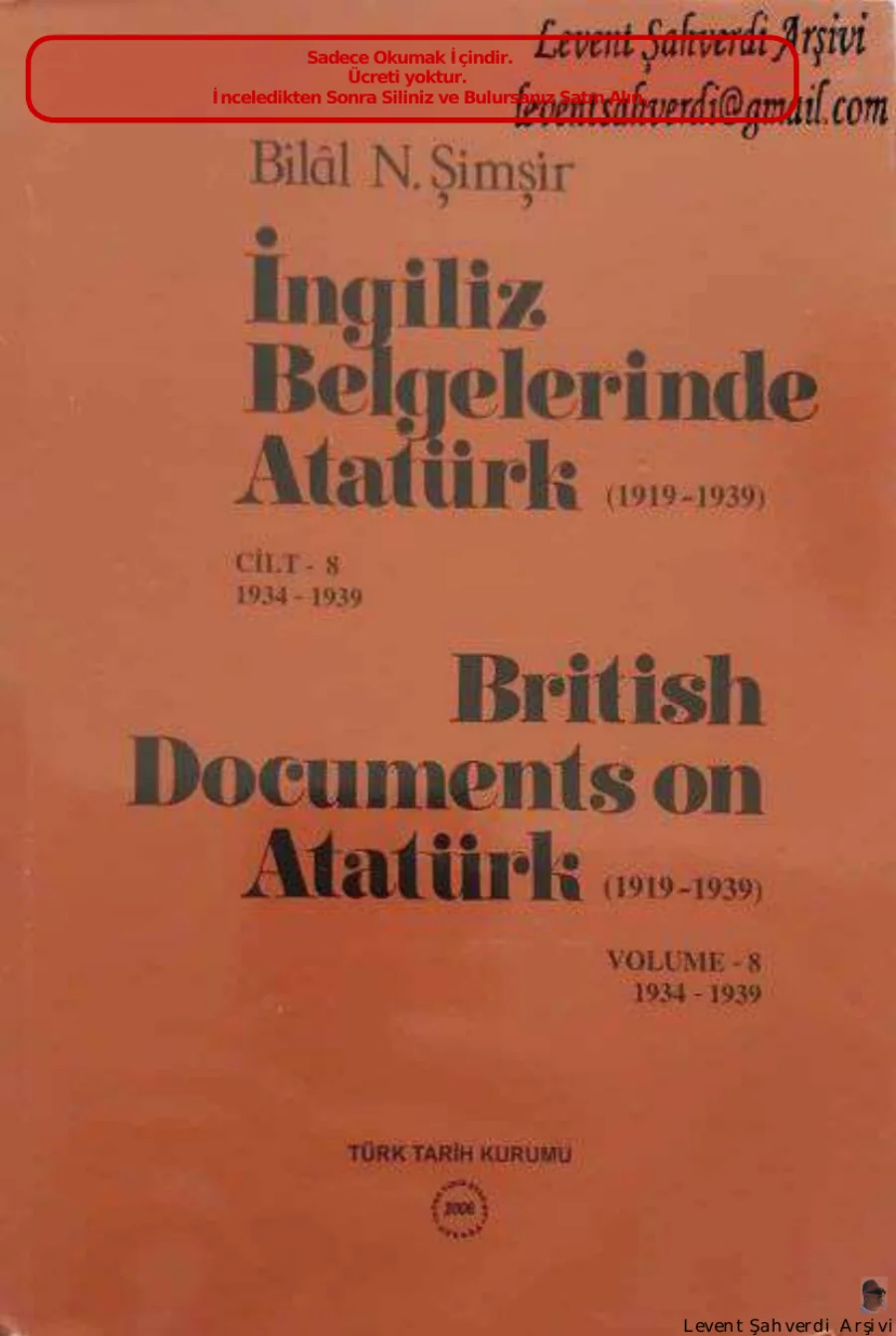 İngiliz Belgelerinde Atatürk 1919-1938 Cilt 8 PDF kapak görseli