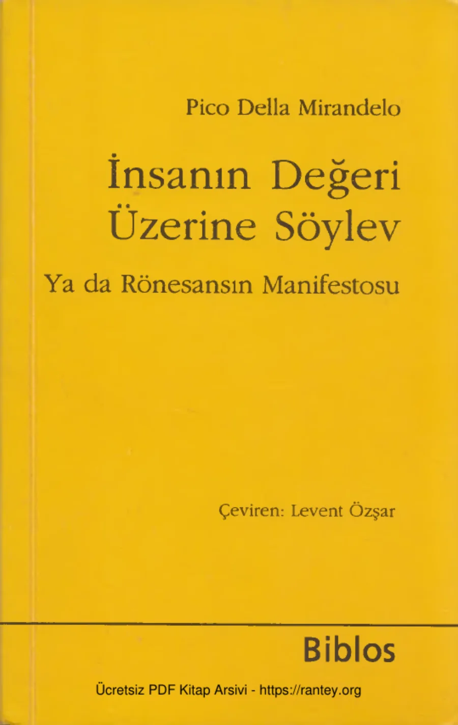 İnsanın Değeri Üzerine Söylev kapak görseli