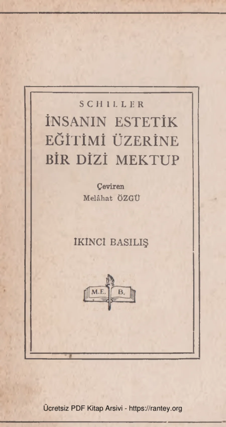 İnsanın Estetik Eğitimi Üzerine Bir Dizi Mektup kapak görseli