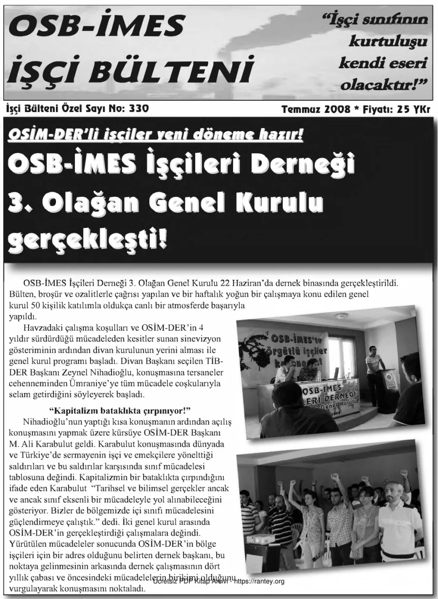 İşçi Bülteni İşçi Bülteni Özel Sayı 330 Temmuz 2008 kapak görseli