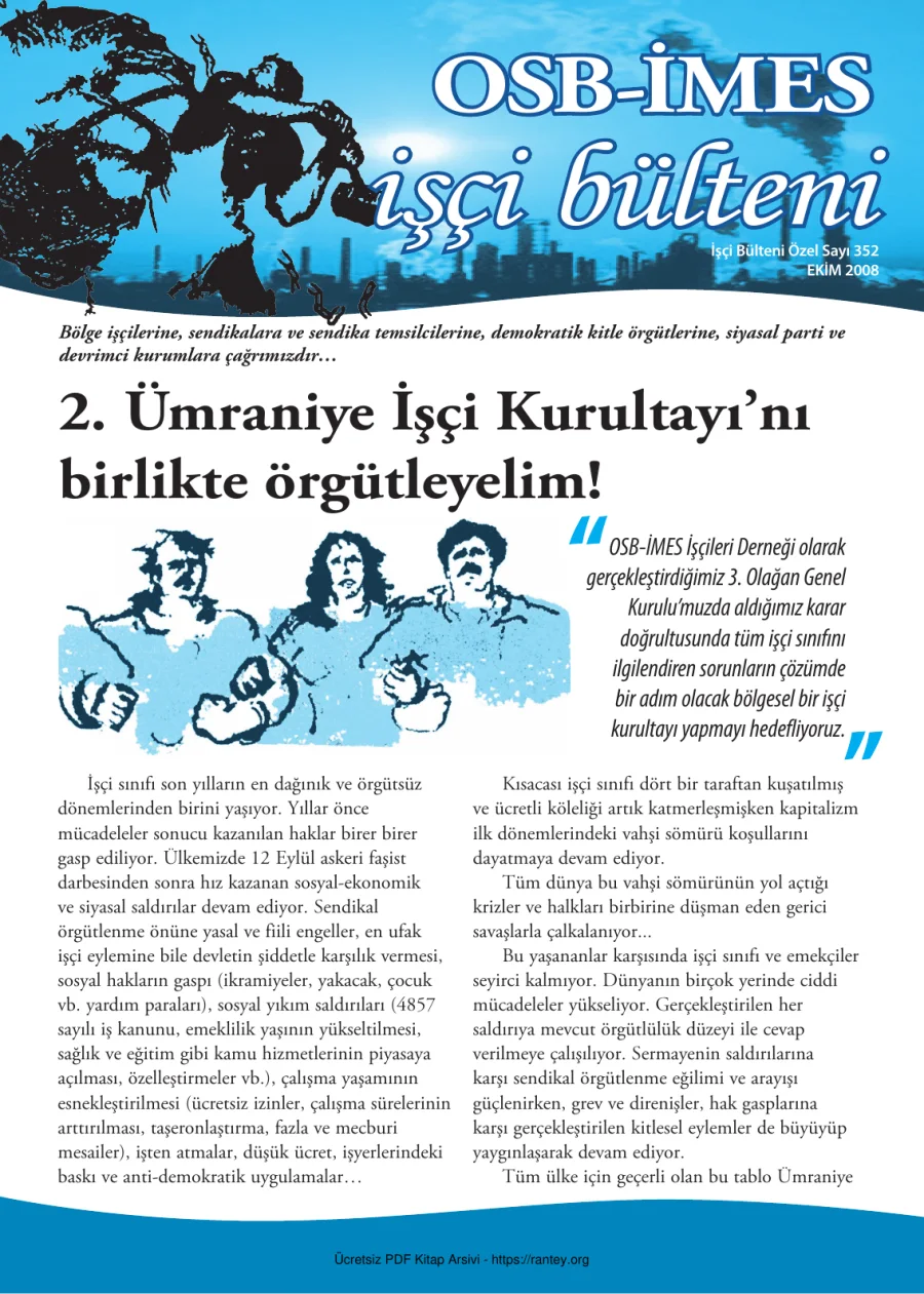 İşçi Bülteni İşçi Bülteni Özel Sayı 352 Ekim 2008 kapak görseli