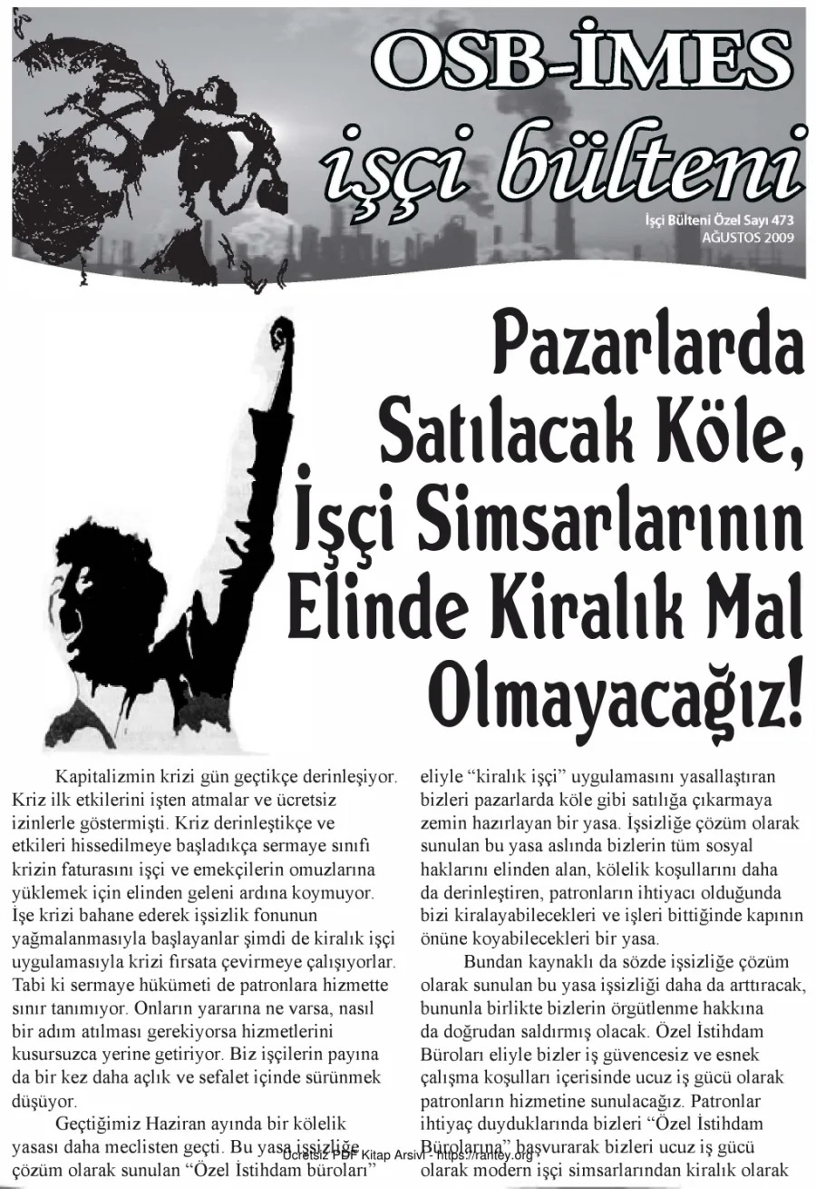İşçi Bülteni İşçi Bülteni Özel Sayı 473 Ağustos 2009 kapak görseli