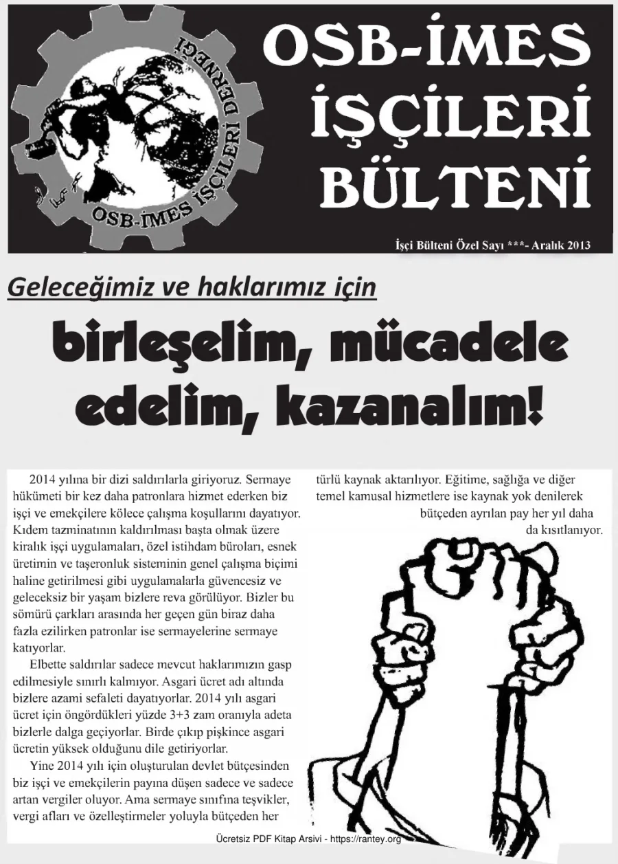İşçi Bülteni İşçi Bülteni Özel Sayı Aralık 2013 kapak görseli