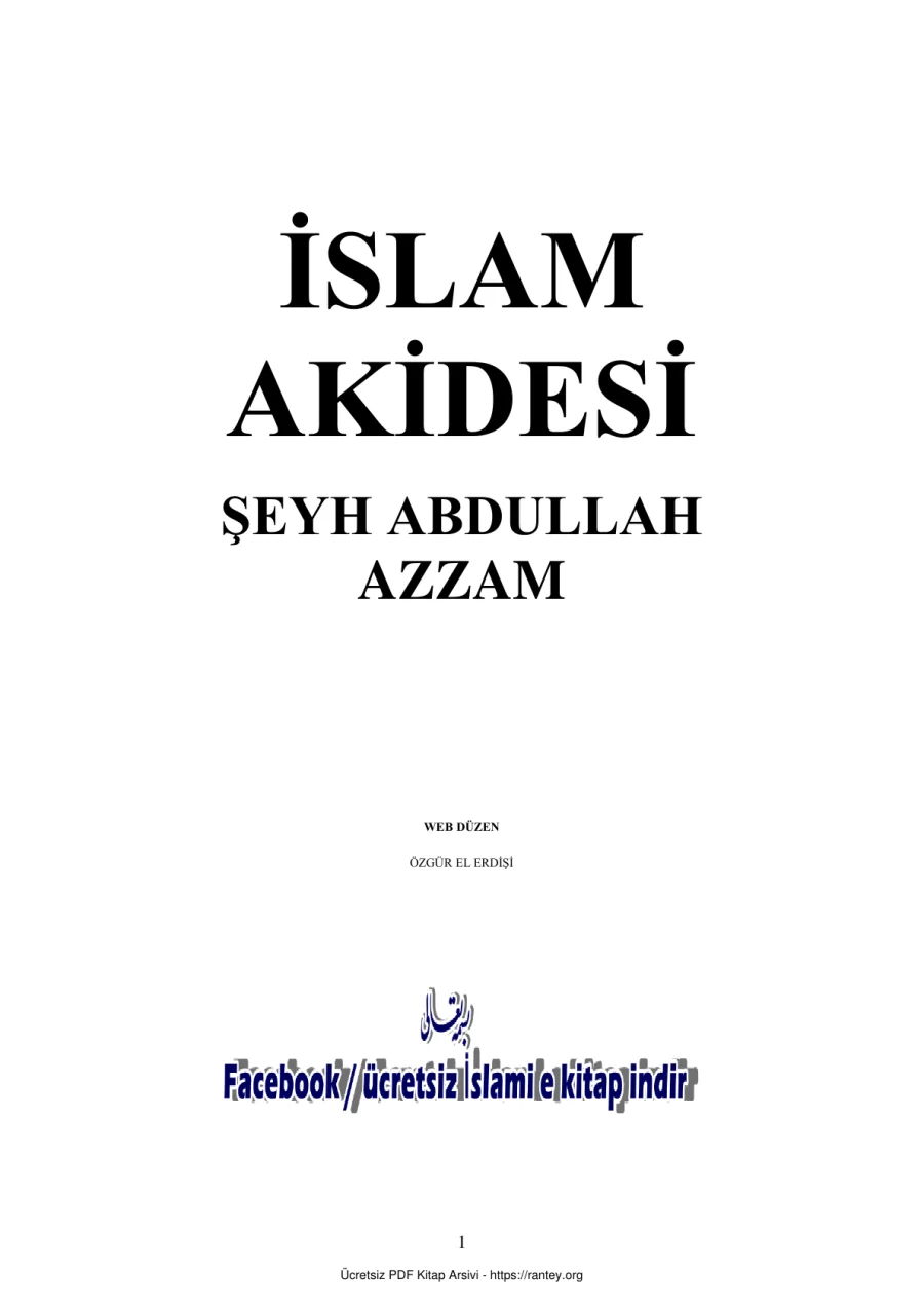 İSLAM AKİDESİ ŞEYH ABDULLAH AZZAM = Ebu Abdulmumin Tekin Mıhçı kapak görseli