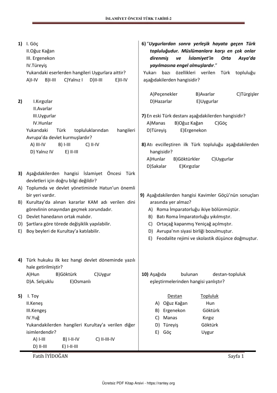 İSLAMİYET ÖNCESİ TÜRK TARİHİ 2 16 1 kapak görseli