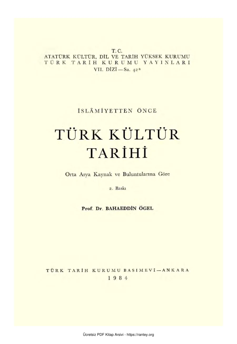İslamiyet'ten Önce Türk Kültür Tarihi kitap kapağı