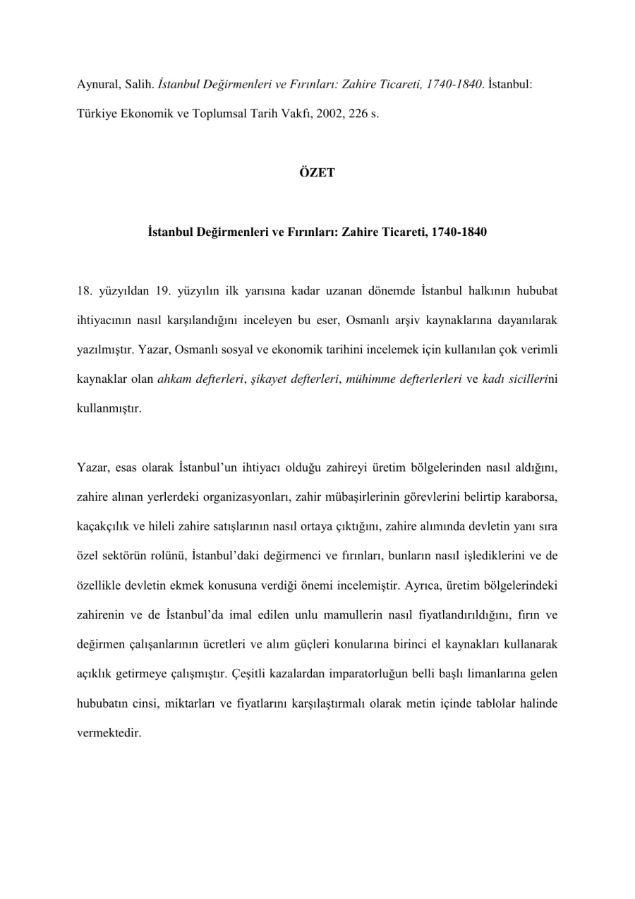 İstanbul Değirmenleri ve Fırınları: Zahire Ticareti 1740-1840 kapak görseli