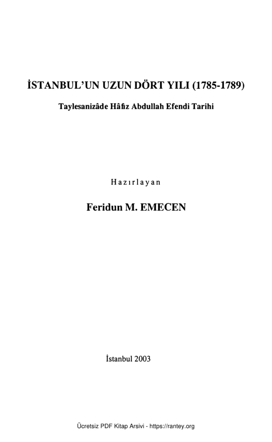 İstanbulun Uzun Dört Yılı 1785 1789 kapak görseli