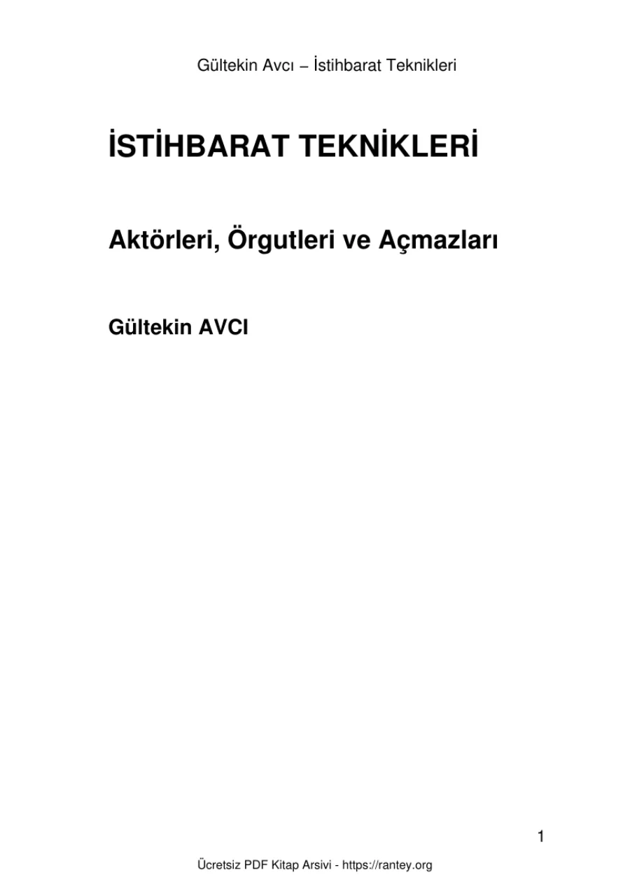 Istihbarat Teknikleri kapak görseli
