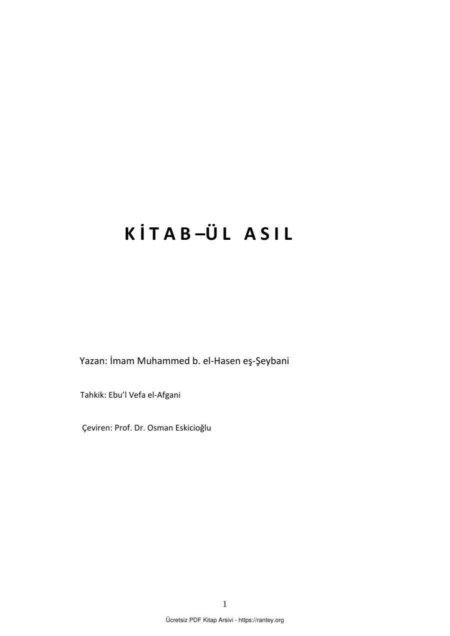 K İ T A B Ü L A S I L İmam Muhammed b el Hasen eş Şeybani 1 kapak görseli