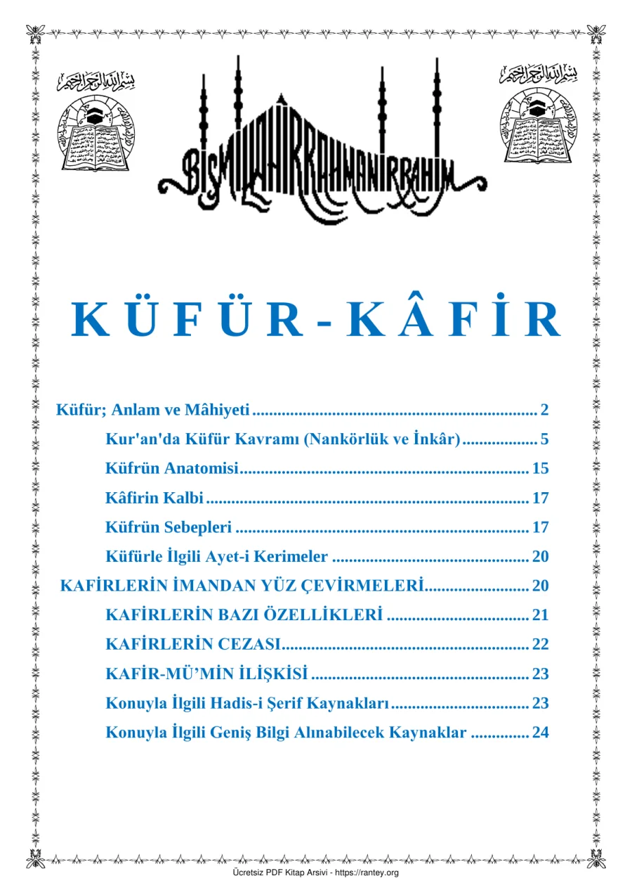 K Ü F Ü R K F İ R KAVRAMI Ebu Abdulmumin Tekin Mıhçı kapak görseli