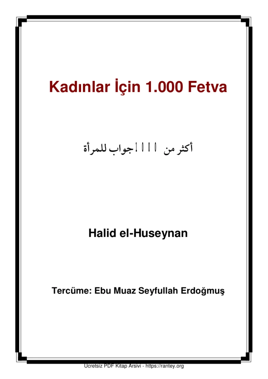 KADINLAR ICIN BIN FETWA Ebu Abdulmumin Tekin Mıhçı kapak görseli