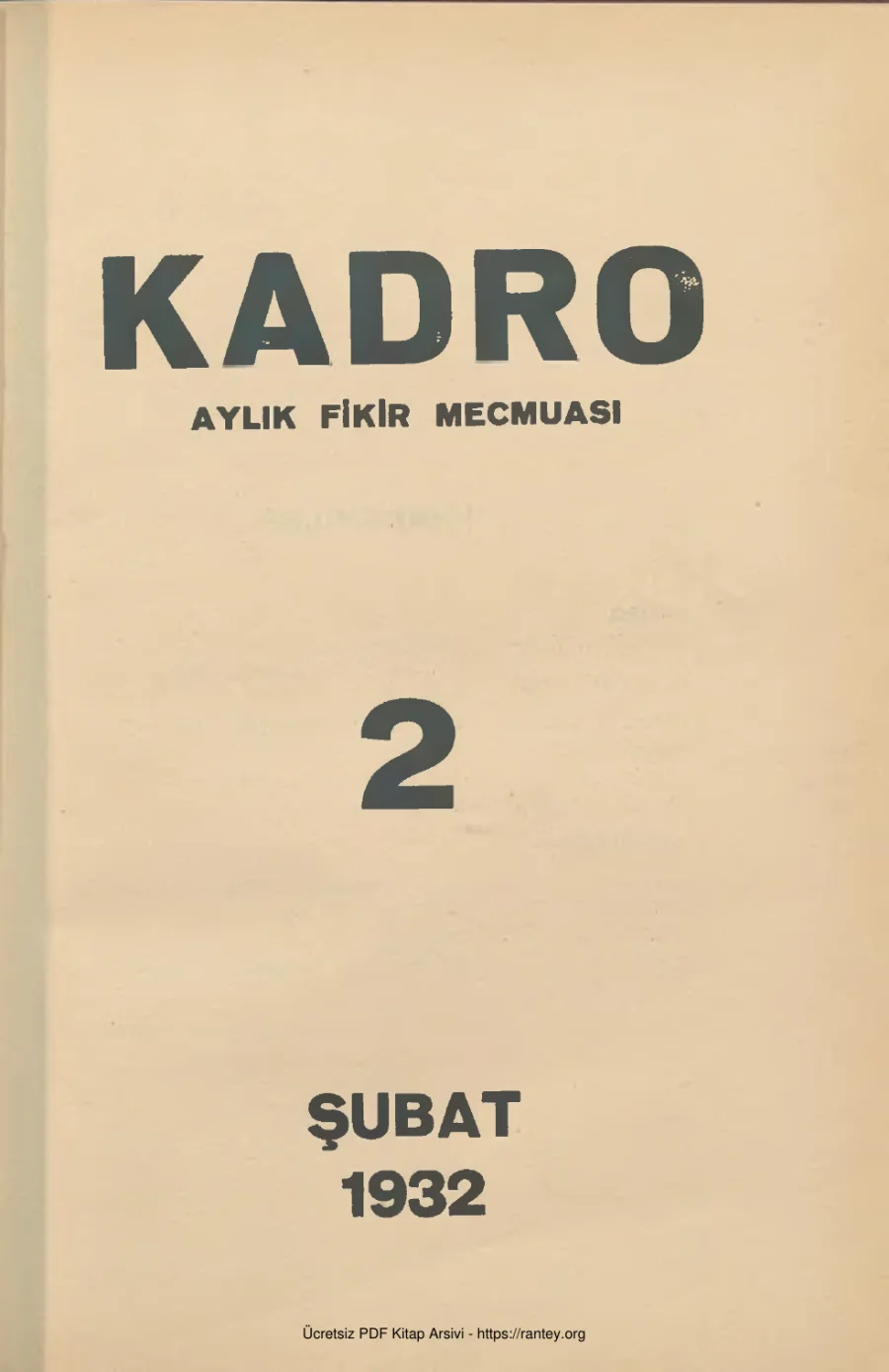 Kadro Dergisi Sayı 02 Şubat 1932 kapak görseli