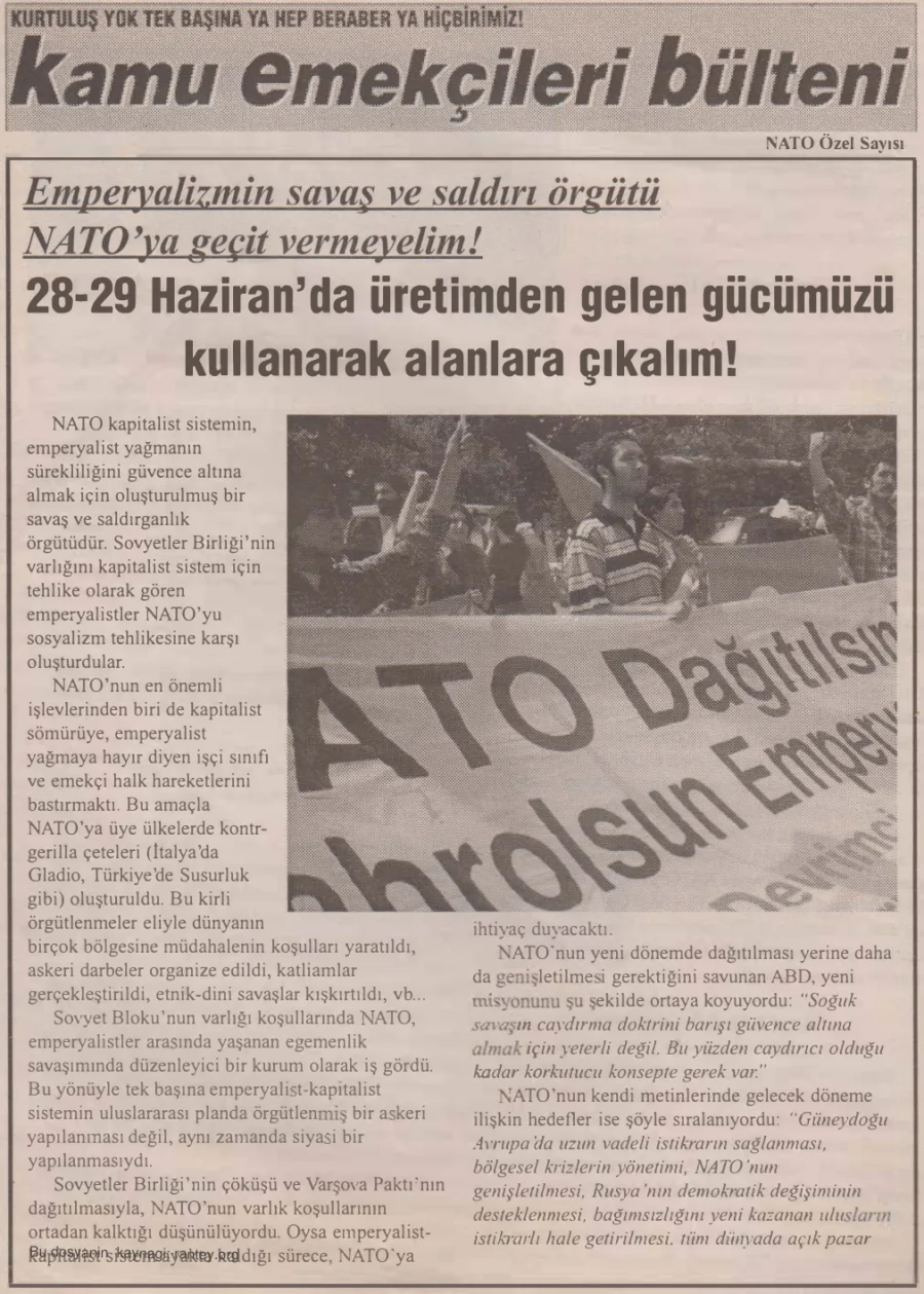 Kamu Emekçileri Bülteni Özel Sayı 114 - Haziran 2004 NATO kapak görseli