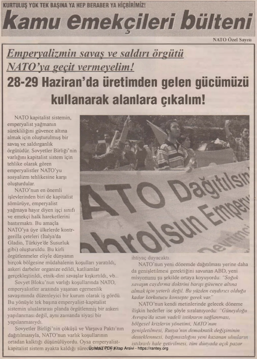 Kamu Emekçileri Bülteni Özel Sayı 114 Haziran 2004 Nato kapak görseli