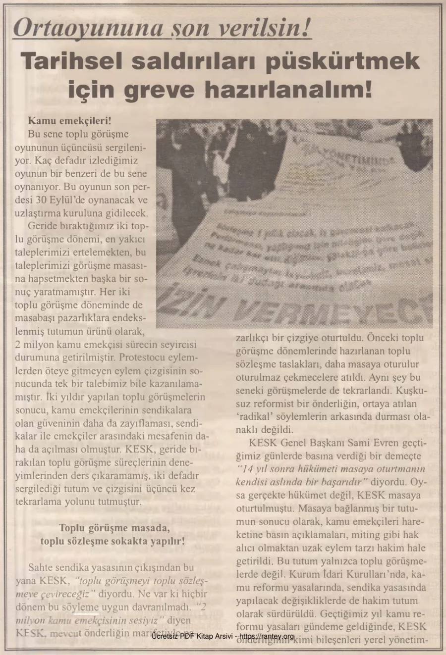 Kamu Emekçileri Bülteni Özel Sayı 147 Eylül 2004 Ortaoyununa Son Verilsin kapak görseli