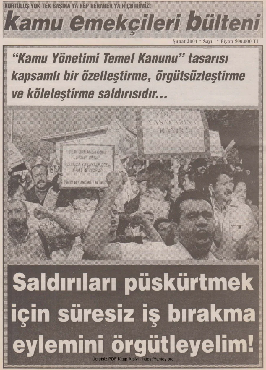 Kamu Emekçileri Bülteni Sayı 001 Şubat 2004 kapak görseli