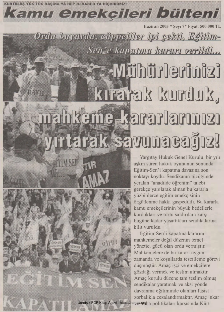 Kamu Emekçileri Bülteni Sayı 007 Haziran 2005 kapak görseli