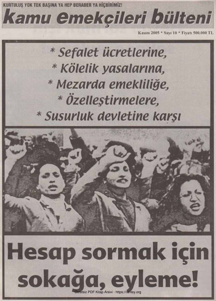 Kamu Emekçileri Bülteni Sayı 010 Kasım 2005 kapak görseli