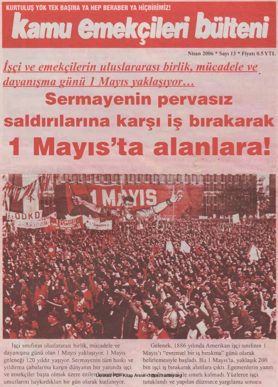 Kamu Emekçileri Bülteni Sayı 013 Nisan 2006 kapak görseli