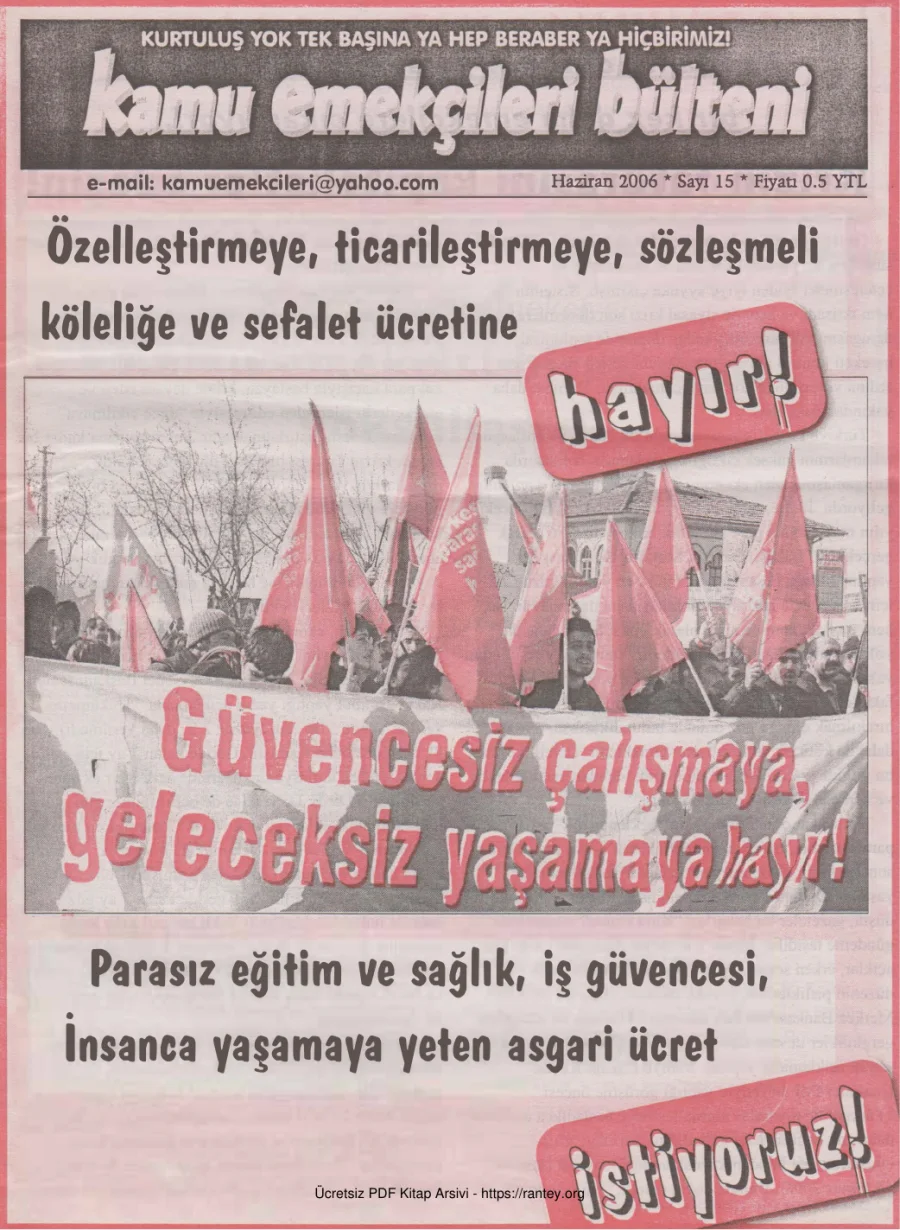 Kamu Emekçileri Bülteni Sayı 015 Haziran 2006 kapak görseli