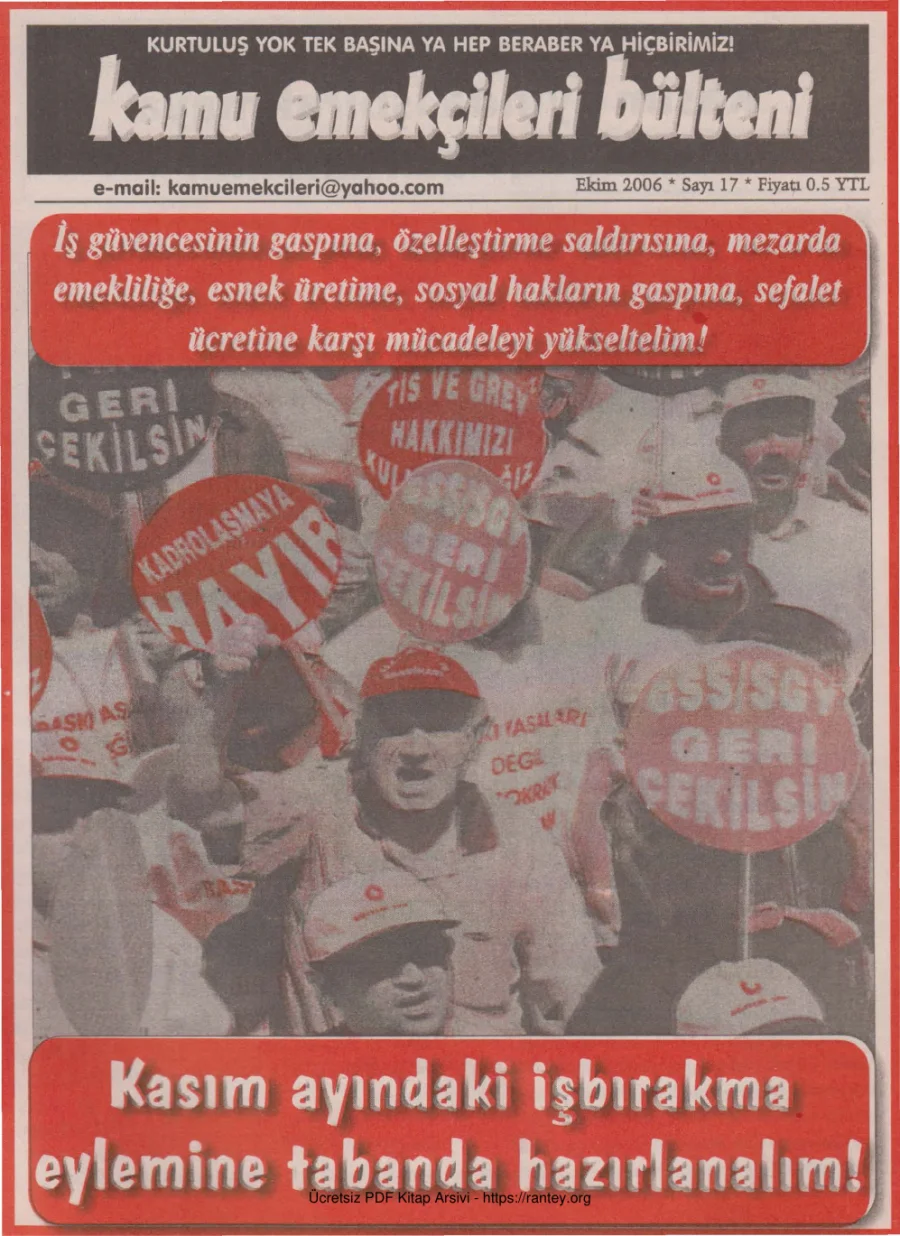 Kamu Emekçileri Bülteni Sayı 017 Ekim 2006 kapak görseli