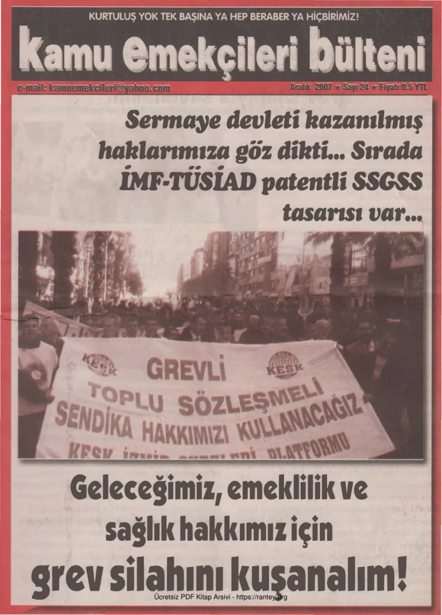 Kamu Emekçileri Bülteni Sayı 024 Aralık 2007 kapak görseli