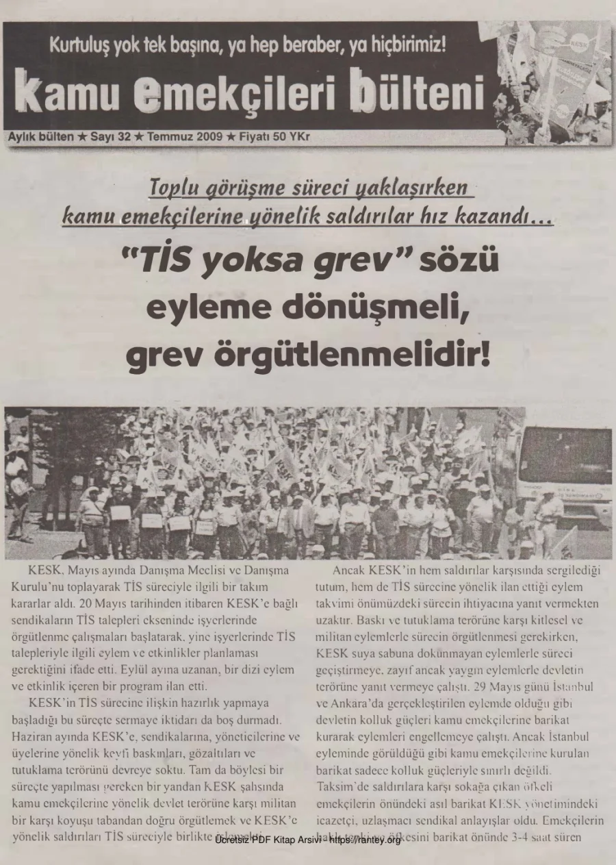 Kamu Emekçileri Bülteni Sayı 032 Temmuz 2009 kapak görseli