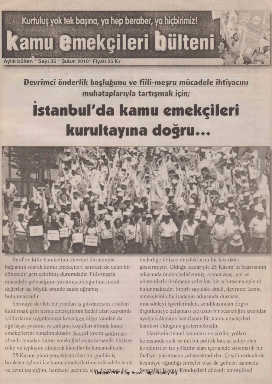 Kamu Emekçileri Bülteni Sayı 035 Şubat 2010 kapak görseli