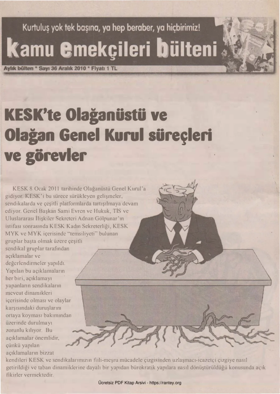 Kamu Emekçileri Bülteni Sayı 036 Aralık 2010 kapak görseli