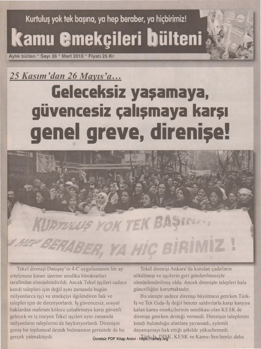 Kamu Emekçileri Bülteni Sayı 036 Mart 2010 kapak görseli