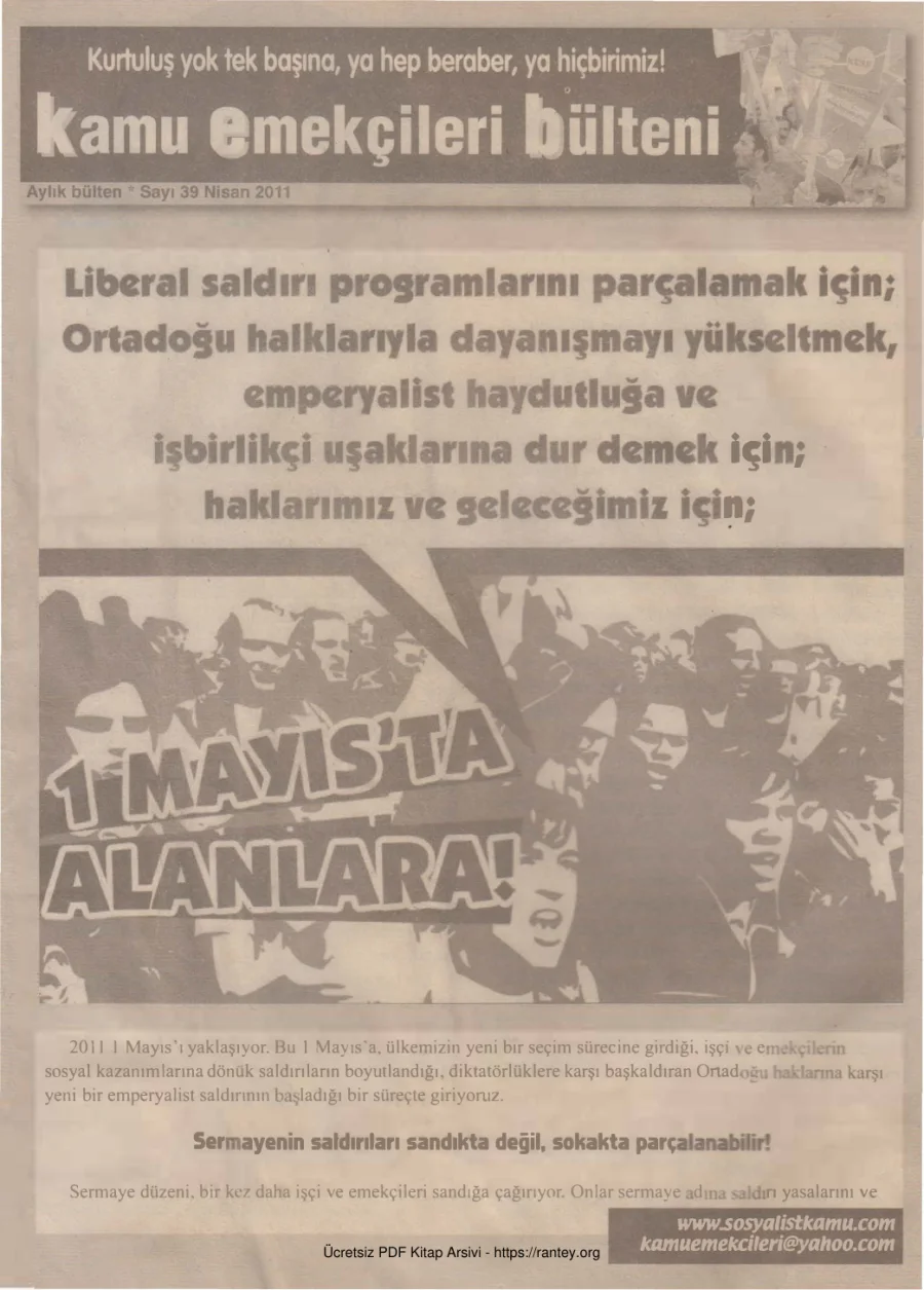 Kamu Emekçileri Bülteni Sayı 039 Nisan 2011 kapak görseli