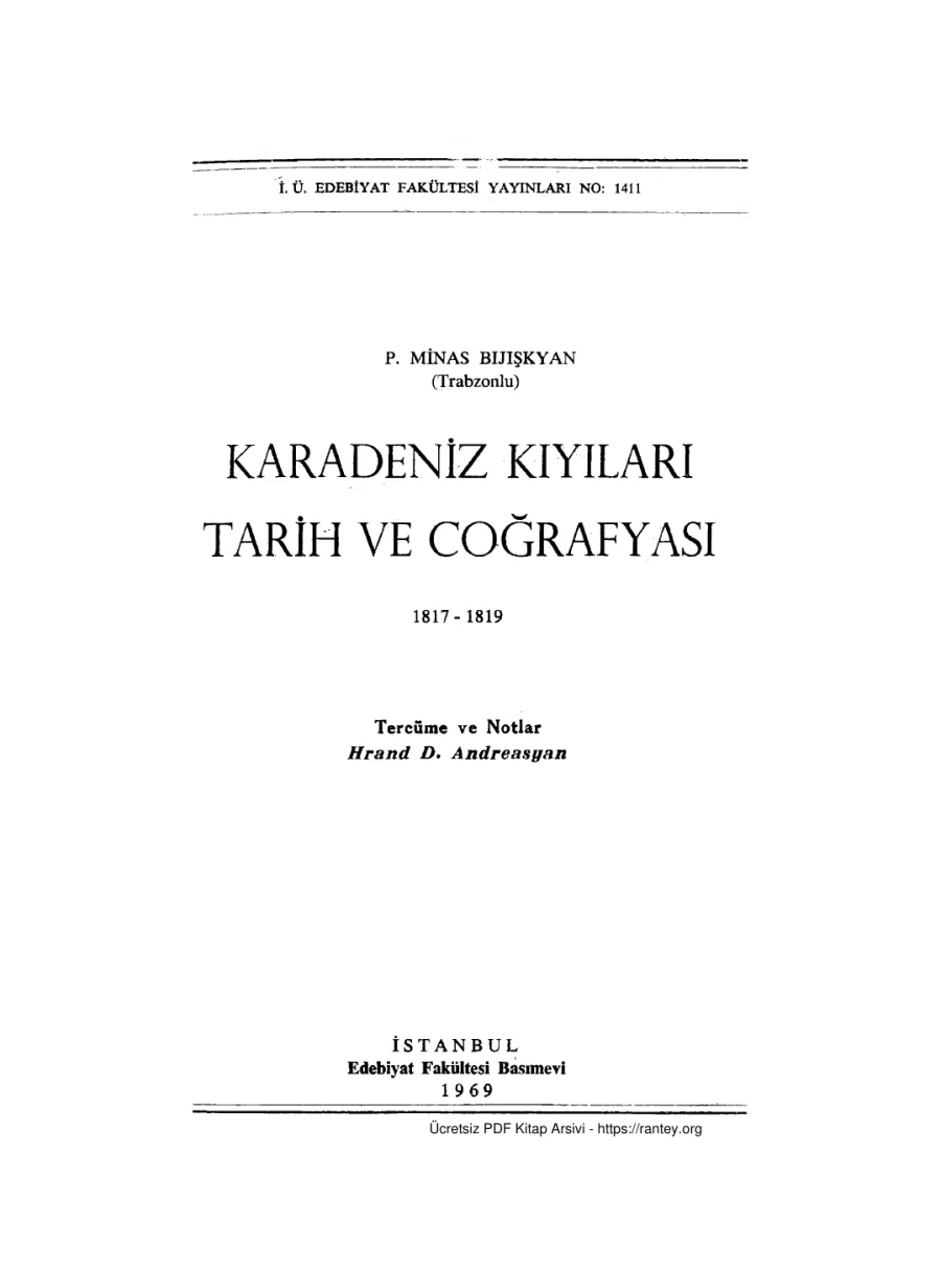 Karadeniz Kıyıları Tarih ve Coğrafyası 1817 kapak görseli
