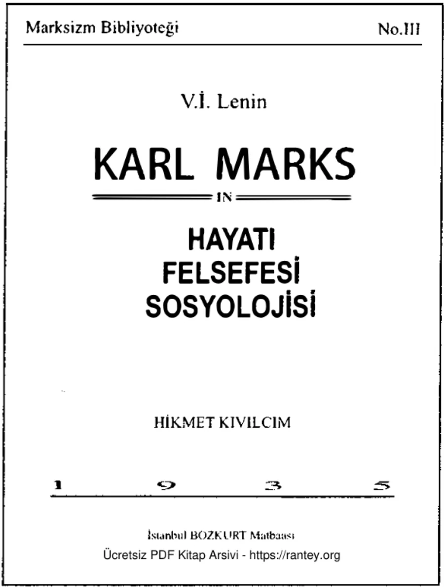 Karl Marks Hayatı Felsefesi Sosyolojisi kapak görseli