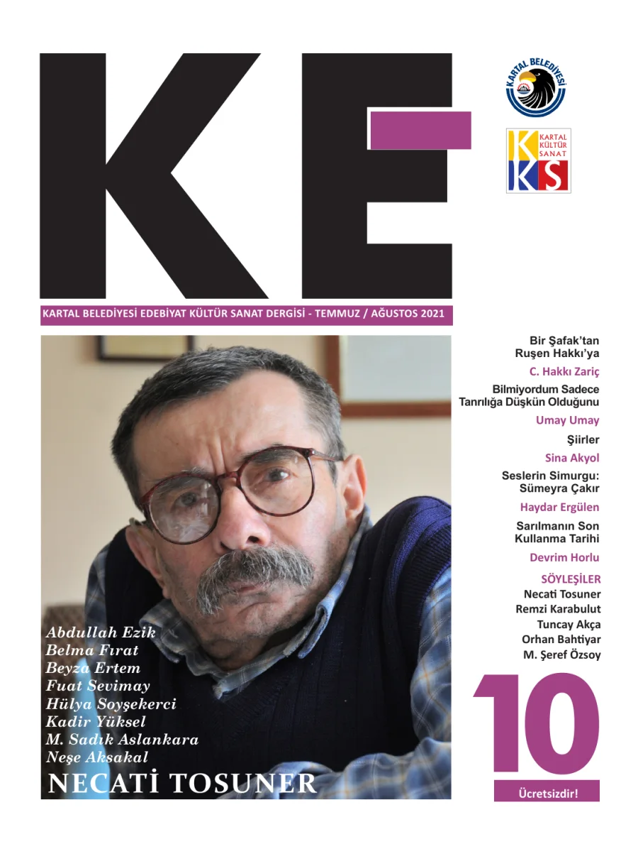 Kartal Belediyesi Edebiyat Kültür Sanat Dergisi Sayı 10 Temmuz Ağustos kapak görseli