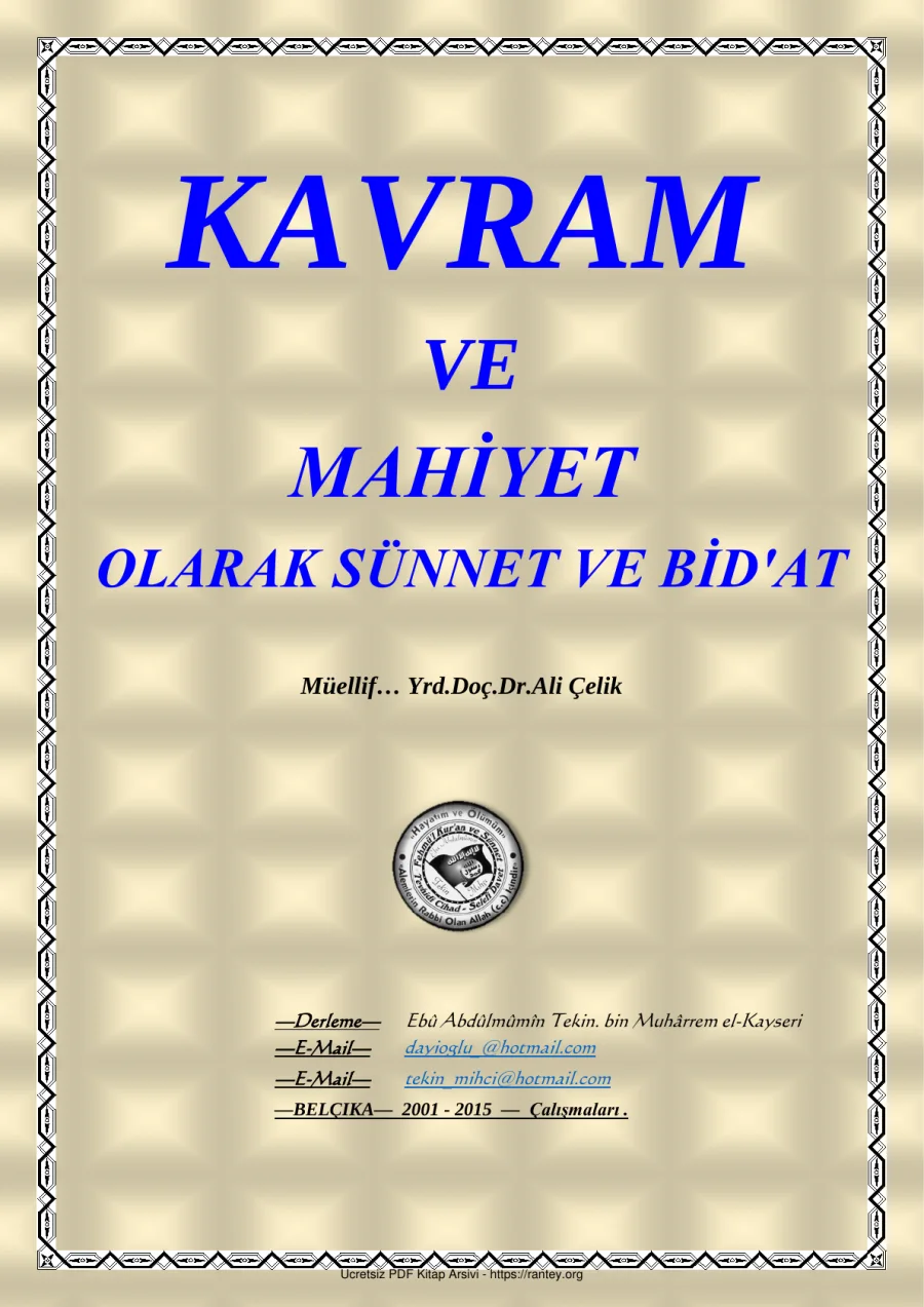 KAVRAM VE MAHİYET OLARAK SÜNNET VE BİDAT KAVRAMI Ebu Abdulmumin Tekin Mıhçı kapak görseli