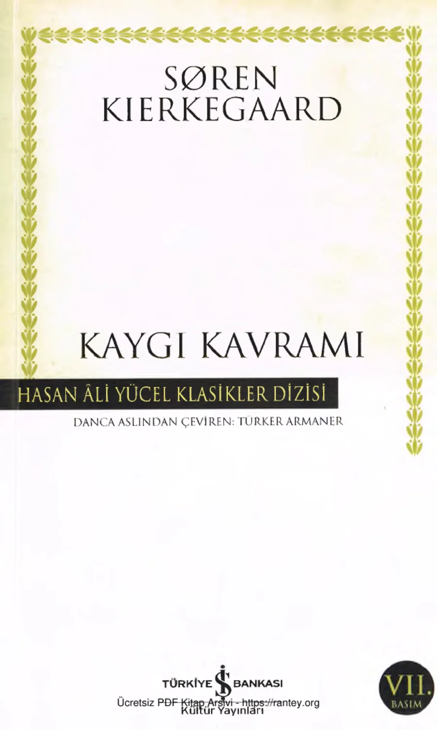 Kaygı Kavramı İş Bankası Yayınları kapak görseli