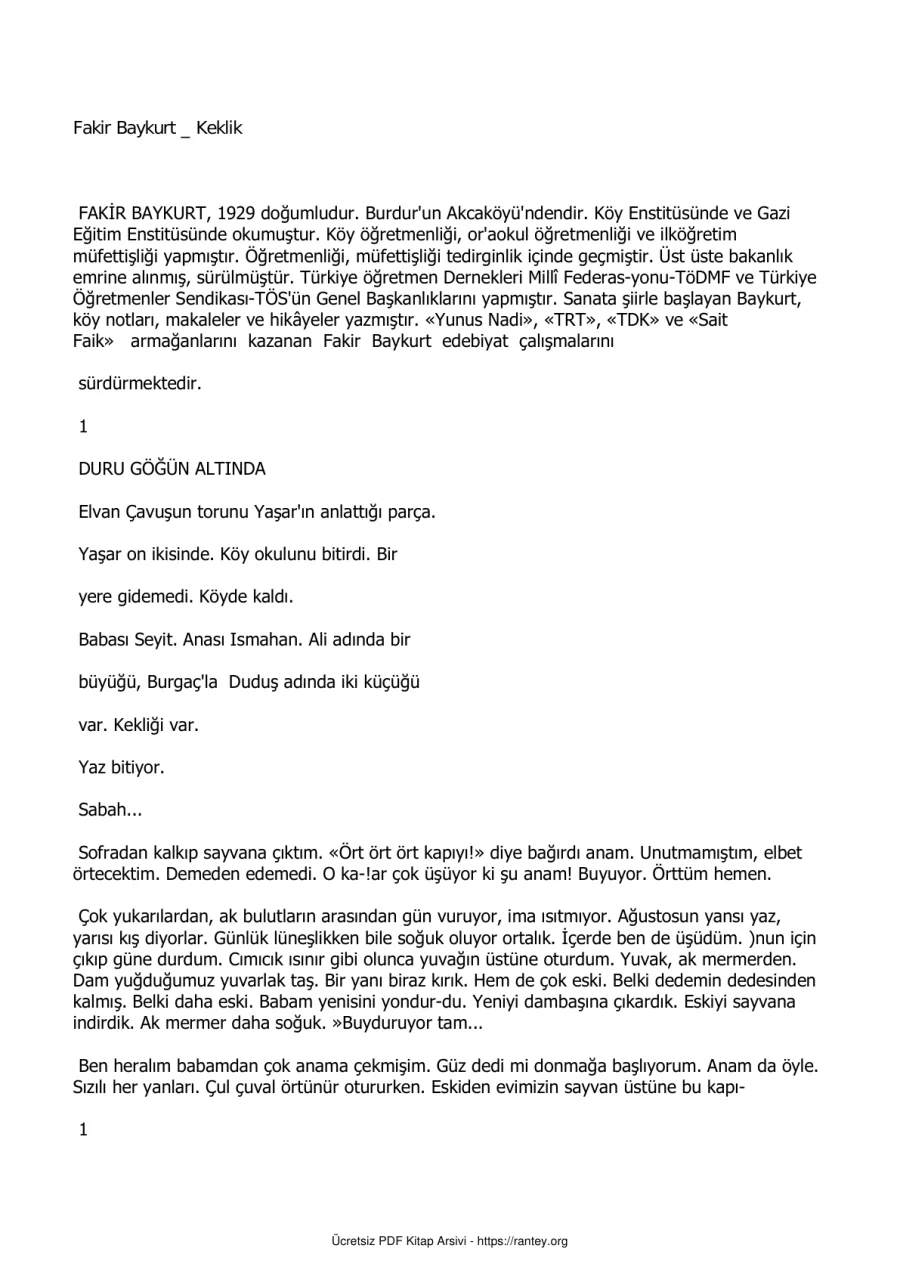 Keklik kapak görseli