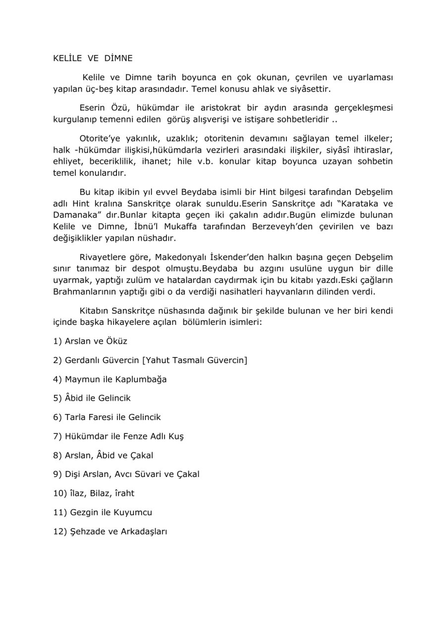 Kelile ve Dimne PDF kapak görseli