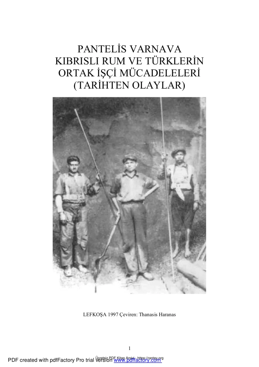 Kıbrıslı Rum ve Türklerin Ortak İşçi Mücadeleleri kapak görseli