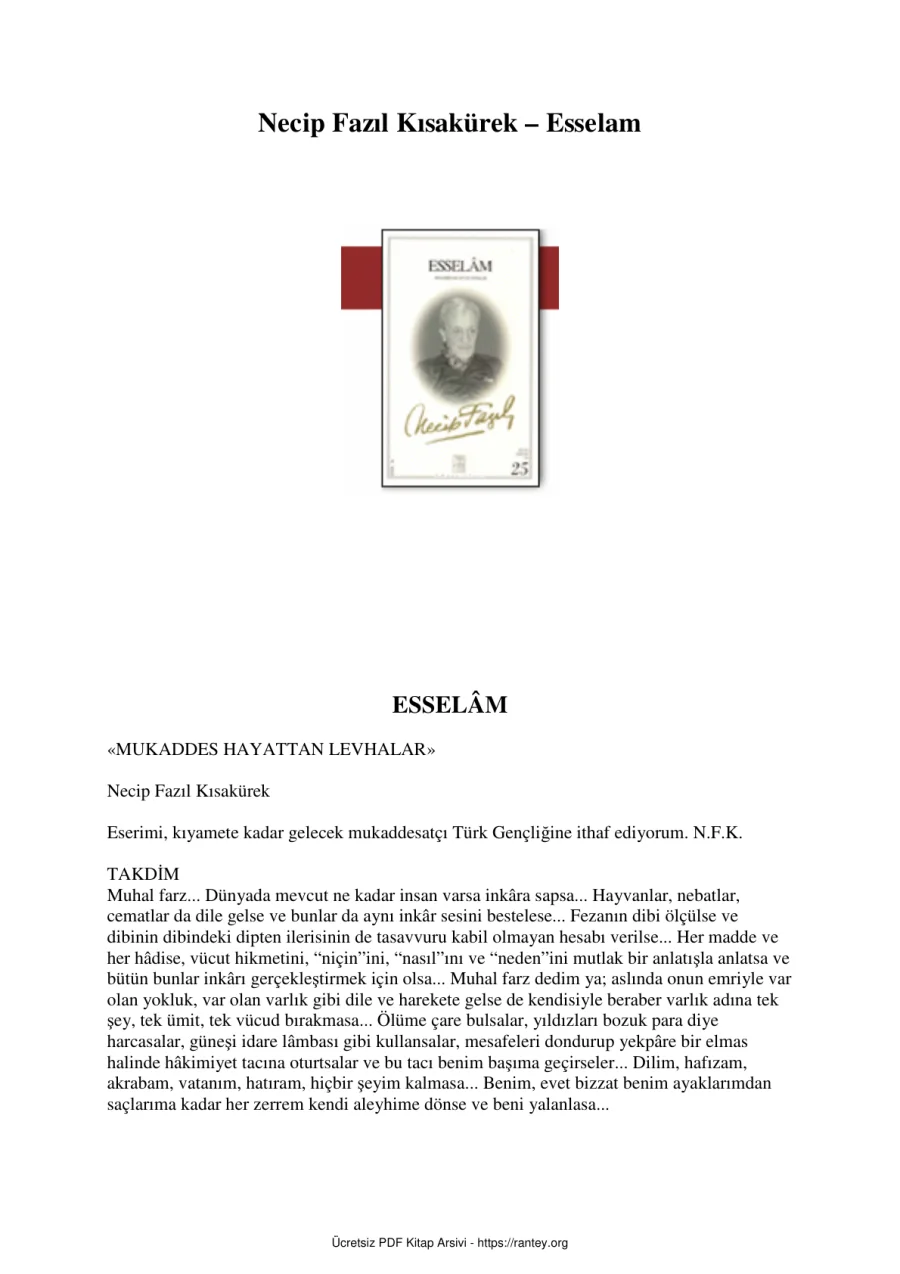 Kısakürek Esselam kapak görseli