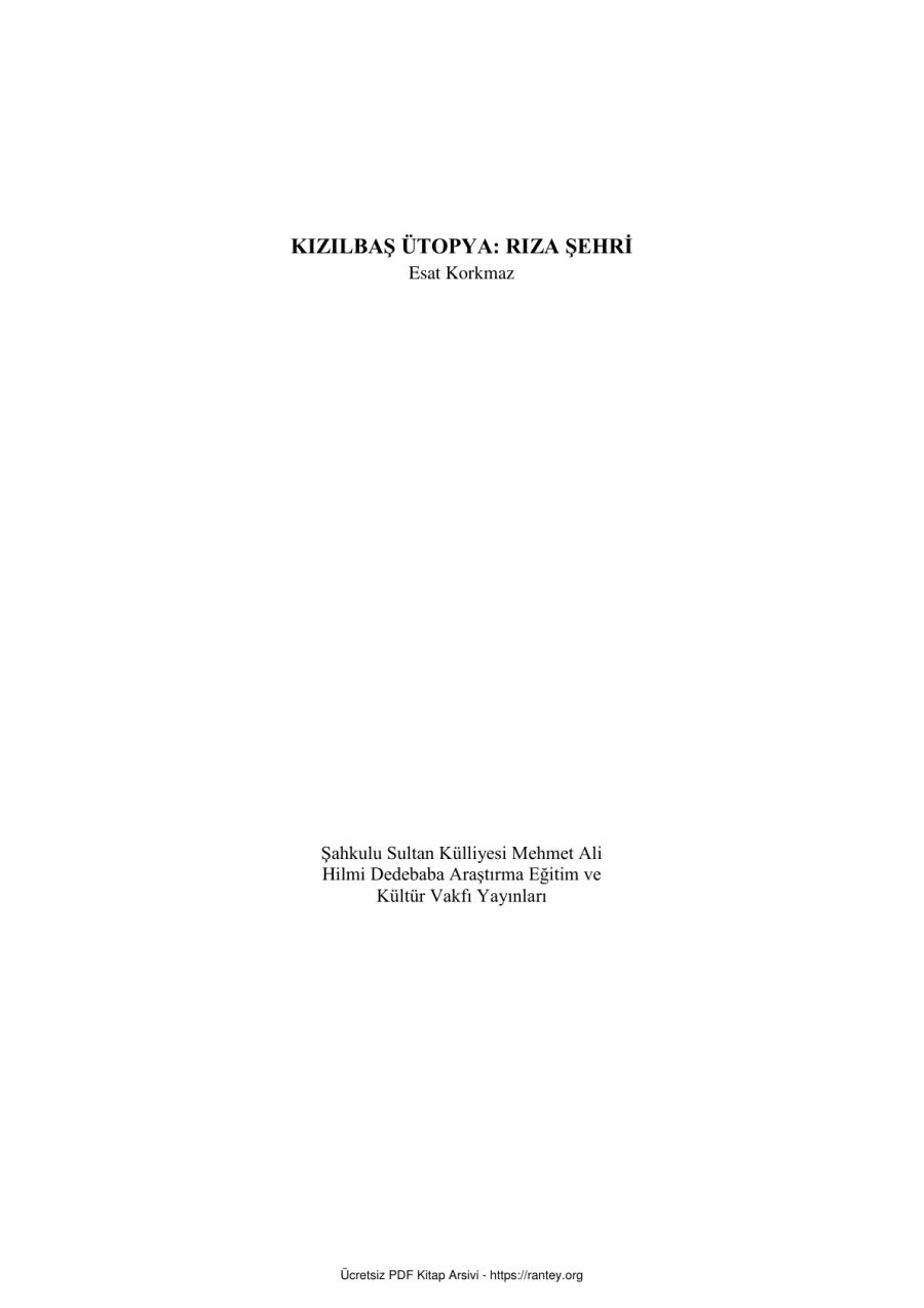 Kızılbaş Ütopya Rıza Şehri kapak görseli