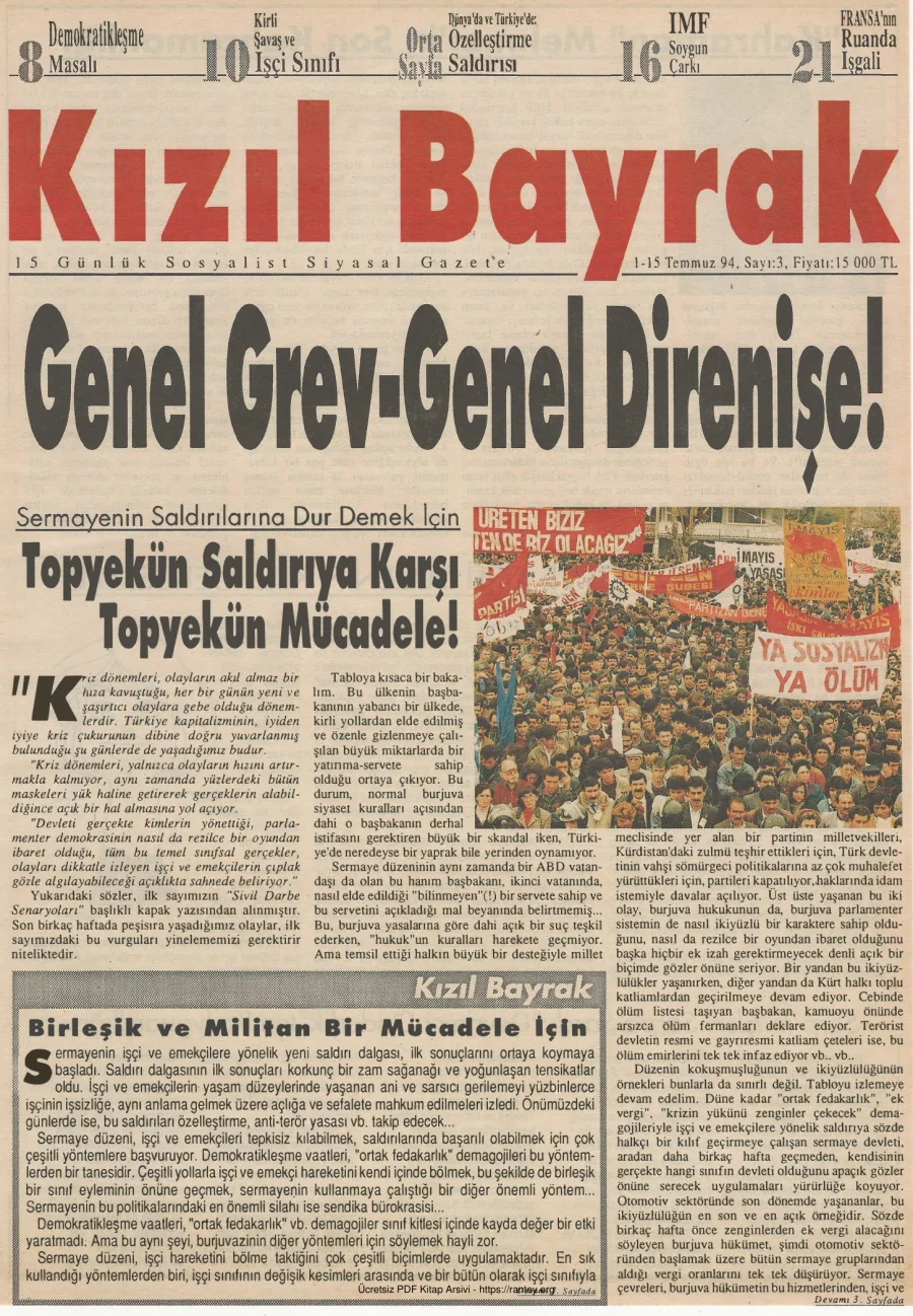 Kızılbayrak Yıl 1994 Sayı 03 01 15 Temmuz kapak görseli