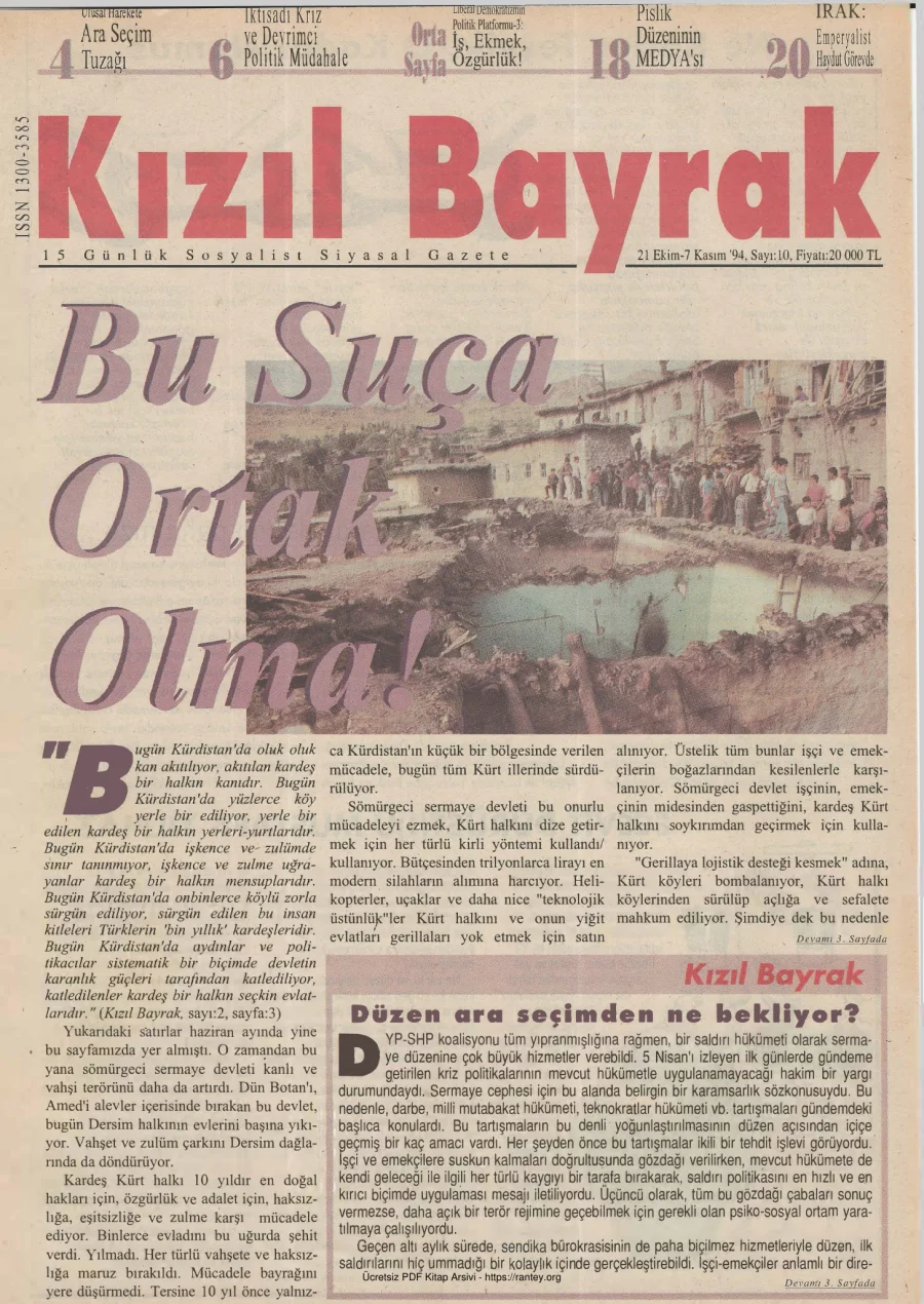 Kızılbayrak Yıl 1994 Sayı 10 21 Ekim 07 Kasım kapak görseli