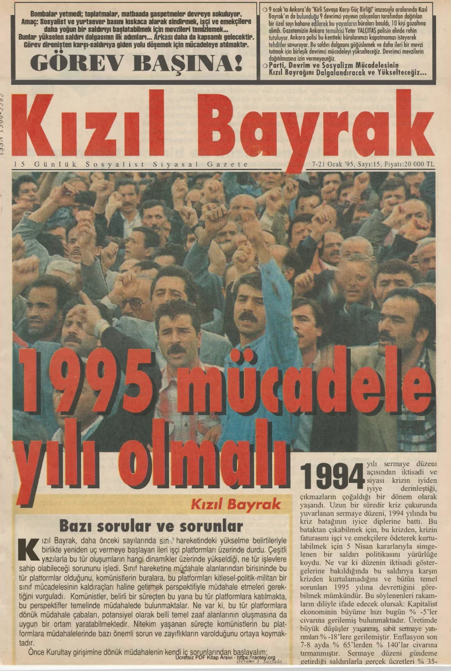 Kızılbayrak Yıl 1995 Sayı 15 07 21 Ocak kapak görseli