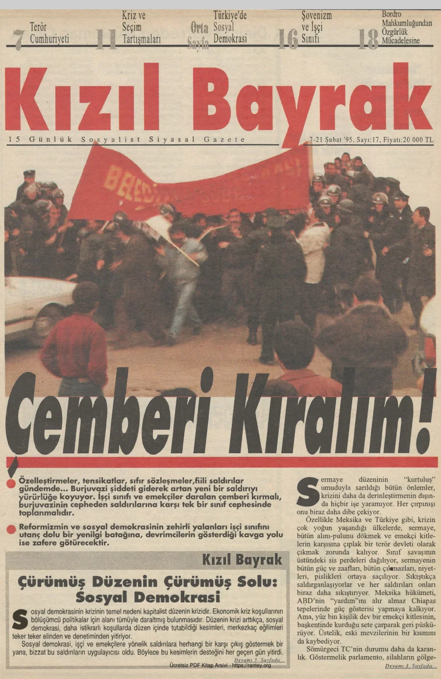 Kızılbayrak Yıl 1995 Sayı 17 07 21 Şubat kapak görseli