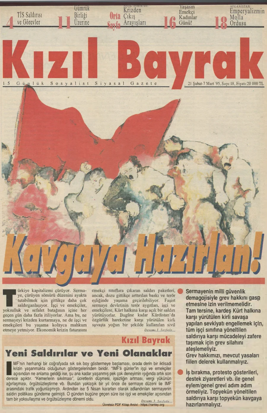 Kızılbayrak Yıl 1995 Sayı 18 21 Şubat 07 Mart kapak görseli