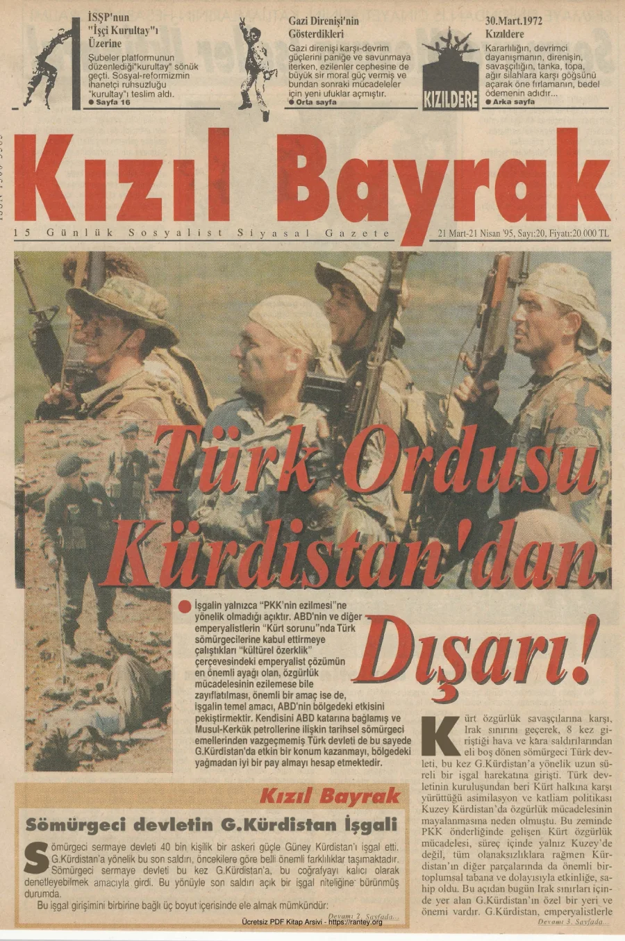 Kızılbayrak Yıl 1995 Sayı 20 21 Mart 21 Nisan kapak görseli