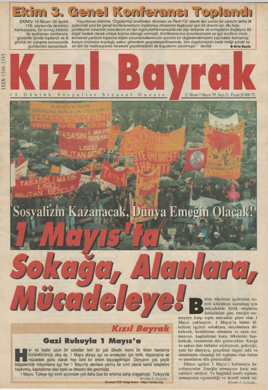 Kızılbayrak Yıl 1995 Sayı 21 21 Nisan 07 Mayıs kapak görseli