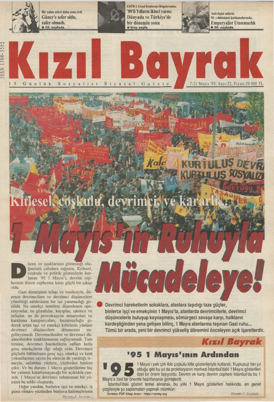 Kızılbayrak Yıl 1995 Sayı 22 07 21 Mayıs kapak görseli